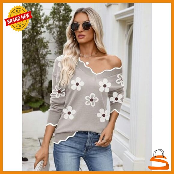 Lightweight Ribbed V-Neck Sweater Long Sleeve Pullover Fall Casual - Picture 5 of 8